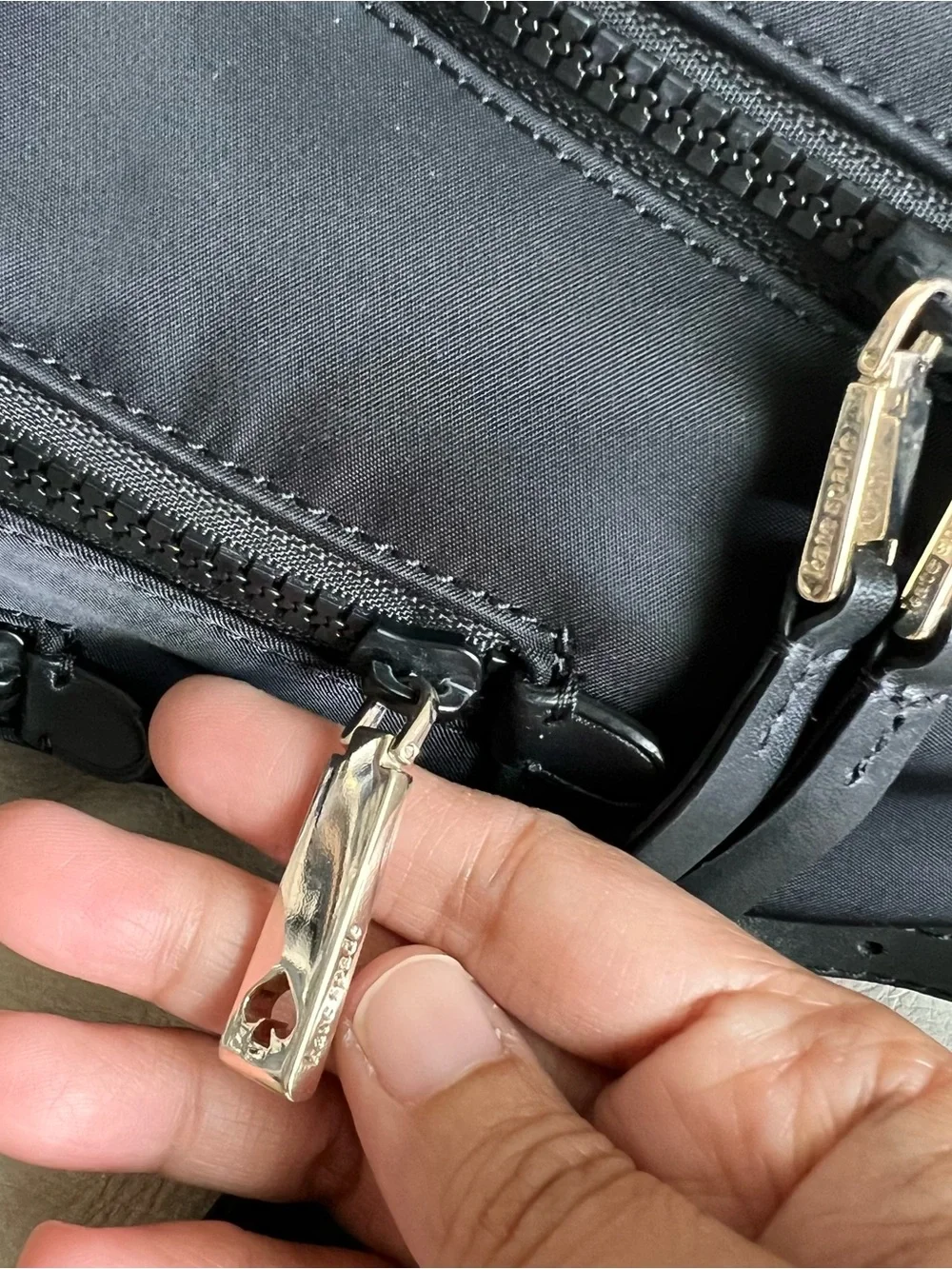 kate spade Black Nylon Mini Backpack Silver Hardware Logo Lined Inner Pockets